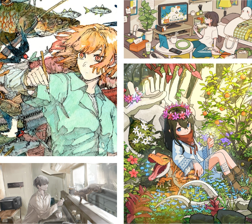 BAKEMONO-JACKは、年に1回夏に開催している学生限定イラストコンテストです。毎回ゲストイラストレーター様が企画を盛り上げてくださっています。10周年の2030年に向けて、さらに企画を盛り上げたくゲストイラストレーター様を毎年募集 します。