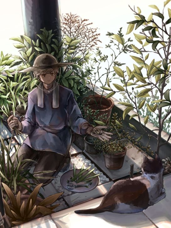 まうああ 「庭に西陽」